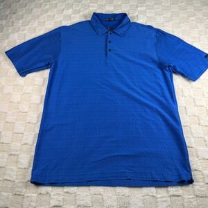 Tiger Woods Collection Mens Blue Micro Dot Golf Polo Shirt Large